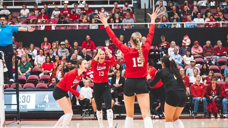 The No. 4 Nebraska volleyball team toppled No. 5 Stanford, 3-1 (25-23, 25-16, 19-25, 25-21),...