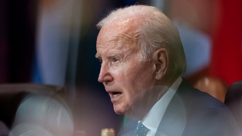 President Joe Biden speaks during the Commission on the Partnership for Global and...