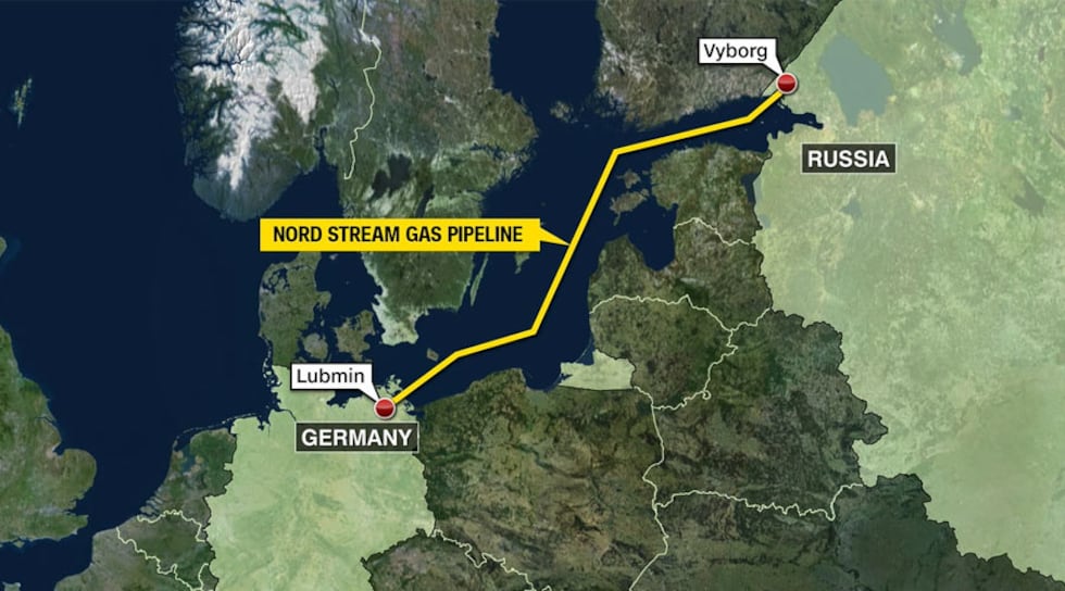 A graphic shows the location of Nord Stream pipeline 1.