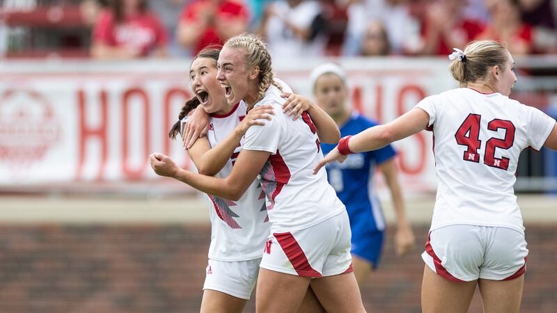 Nebraska Women's Soccer midfielder/forward Ella Guyott #5, Nebraska Women's Soccer forward...